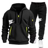 FOESCE 2025 men's new fall and winter pullover hoodie + pants two sets of relaxed sports European size fitness jogging suit
