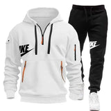 FOESCE 2025 men's new fall and winter pullover hoodie + pants two sets of relaxed sports European size fitness jogging suit
