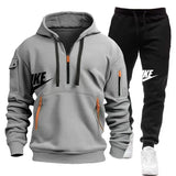 FOESCE 2025 men's new fall and winter pullover hoodie + pants two sets of relaxed sports European size fitness jogging suit