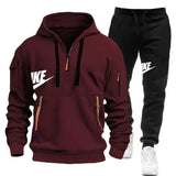 FOESCE 2025 men's new fall and winter pullover hoodie + pants two sets of relaxed sports European size fitness jogging suit