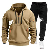FOESCE 2025 men's new fall and winter pullover hoodie + pants two sets of relaxed sports European size fitness jogging suit