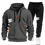 FOESCE 2025 men's new fall and winter pullover hoodie + pants two sets of relaxed sports European size fitness jogging suit