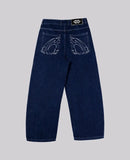 FOESCE 90s Retro Street Embroidery Jeans Male  R&B Solid Color Loose Straight Pants Female Y2K Harajuku Hip Hop  Punk Style  Men Jeans