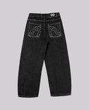 FOESCE 90s Retro Street Embroidery Jeans Male  R&B Solid Color Loose Straight Pants Female Y2K Harajuku Hip Hop  Punk Style  Men Jeans