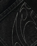 FOESCE 90s Retro Street Embroidery Jeans Male  R&B Solid Color Loose Straight Pants Female Y2K Harajuku Hip Hop  Punk Style  Men Jeans