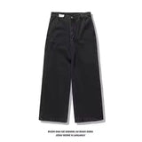 FOESCE 90s Retro Street Embroidery Jeans Male  R&B Solid Color Loose Straight Pants Female Y2K Harajuku Hip Hop  Punk Style  Men Jeans