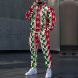 FOESCE A must-have in winter, stylish warm Christmas theme sports suit, green and red snowflake pattern, full of holiday atmosphere