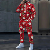 FOESCE A must-have in winter, stylish warm Christmas theme sports suit, green and red snowflake pattern, full of holiday atmosphere