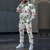 FOESCE A must-have in winter, stylish warm Christmas theme sports suit, green and red snowflake pattern, full of holiday atmosphere
