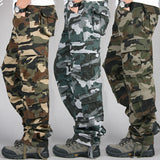 FOESCE Men's Tactical Camouflage Overalls High-Quality Cotton Multi-Pocket Trousers Sports Training Casual Work Pants