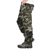 FOESCE Men's Tactical Camouflage Overalls High-Quality Cotton Multi-Pocket Trousers Sports Training Casual Work Pants