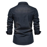 FOESCE AIOPESON Brand Elastic Cotton Denim Shirt Men Long Sleeve Quality Cowboy Shirts for Men Casual Slim Fit Mens Designer Clothing