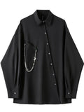 FOESCE ARENS Black Gothic Blouses Vintage Casual Streetwear Harajuku Shirt Spring Autumn Oversized Asymmetrical Top Punk Long Sleeve