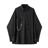 FOESCE ARENS Black Gothic Blouses Vintage Casual Streetwear Harajuku Shirt Spring Autumn Oversized Asymmetrical Top Punk Long Sleeve