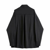 FOESCE ARENS Black Gothic Blouses Vintage Casual Streetwear Harajuku Shirt Spring Autumn Oversized Asymmetrical Top Punk Long Sleeve