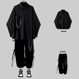 FOESCE ARENS Black Gothic Blouses Vintage Casual Streetwear Harajuku Shirt Spring Autumn Oversized Asymmetrical Top Punk Long Sleeve