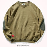 FOESCE Add cashmere sweater men's round neck pullover tide autumn and winter thick retro elbow patch slim versatile sports jacket