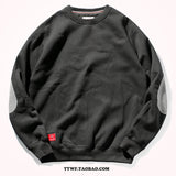 FOESCE Add cashmere sweater men's round neck pullover tide autumn and winter thick retro elbow patch slim versatile sports jacket