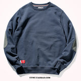 FOESCE Add cashmere sweater men's round neck pullover tide autumn and winter thick retro elbow patch slim versatile sports jacket