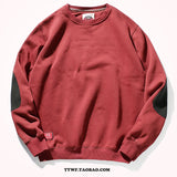 FOESCE Add cashmere sweater men's round neck pullover tide autumn and winter thick retro elbow patch slim versatile sports jacket