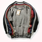 FOESCE Add cashmere sweater men's round neck pullover tide autumn and winter thick retro elbow patch slim versatile sports jacket