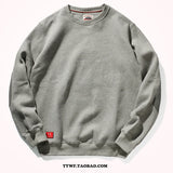 FOESCE Add cashmere sweater men's round neck pullover tide autumn and winter thick retro elbow patch slim versatile sports jacket