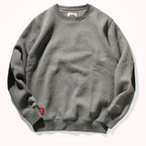 FOESCE Add cashmere sweater men's round neck pullover tide autumn and winter thick retro elbow patch slim versatile sports jacket