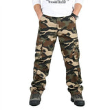 FOESCE Men's Tactical Camouflage Overalls High-Quality Cotton Multi-Pocket Trousers Sports Training Casual Work Pants