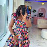 FOESCE African Dresses For Women Summer Spring Africa Clothing Sleeveless Ruched Dress Sexy V-Neck Slim Dress Office Lady Party