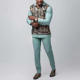 FOESCE African traditional dress men's suit Long sleeve ethnic style printed patchwork shirt casual pants 2 piece holiday casual suit