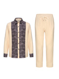 FOESCE African traditional dress men's suit Long sleeve ethnic style printed patchwork shirt casual pants 2 piece holiday casual suit