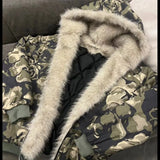 FOESCE American Camouflage Fur Collar Thickened Jacket Cotton Streetwear Retro Trend Men's Loose Hooded Coats Thickened Warm Jacket
