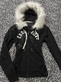 FOESCE American Camouflage Fur Collar Thickened Jacket Cotton Streetwear Retro Trend Men's Loose Hooded Coats Thickened Warm Jacket