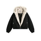 FOESCE American Camouflage Fur Collar Thickened Jacket Cotton Streetwear Retro Trend Men's Loose Hooded Coats Thickened Warm Jacket