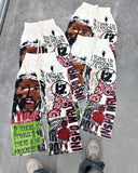 FOESCE American Cartoon Graffiti Sweatpants Y2K Pants Mens Gothic Hip Hop Cartoon Retro Baggy Elastic Waist Jogging Casual Trousers
