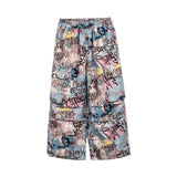 FOESCE American Fashion Brand Harajuku Camouflage Splicing Trousers Men Y2k Goth Letters Doodle High Waist Wash Oversized Jeans Women