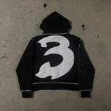 FOESCE American Fashion Embroidery Personality Flash Diamond Oversize Zipper Hoodie Men Y2K New Harajuku Gothic Casual Joker Sweatshirt