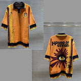 FOESCE American High Street House of Error Eye Truth Irregular Stripes Five Color Jacquard Embroidery Polo Collar Long Sleeve Sweater