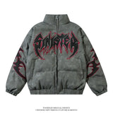 FOESCE American Hip-hop Heavy Embroidered Letters Thickened Cotton-padded Jacket Coat Y2K New Loose Bread Clothes for Men and Women