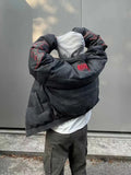 FOESCE American Hip-hop Heavy Embroidered Letters Thickened Cotton-padded Jacket Coat Y2K New Loose Bread Clothes for Men and Women