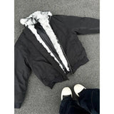 FOESCE American New Retro Y2K Slim Long Sleeve Jacket Men's and Women's Casual High Street Gray Zipper Hoodie Retro Elastic Lint-free