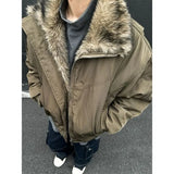 FOESCE American New Retro Y2K Slim Long Sleeve Jacket Men's and Women's Casual High Street Gray Zipper Hoodie Retro Elastic Lint-free