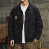 FOESCE American Retro Cargo Jackets for Men Coats Spring Autumn Loose Leisure Denim Jacket Men Japanese Fashion Y2k Streetwear