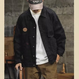 FOESCE American Retro Cargo Jackets for Men Coats Spring Autumn Loose Leisure Denim Jacket Men Japanese Fashion Y2k Streetwear