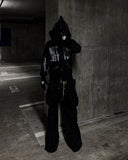 FOESCE American Retro Hip Hop Punk Rhinestone Embroidery Zipper Hoodie Y2k Gothic Mens Loose Grunge Hooded Sweatshirt Rock Streetwear