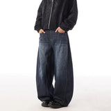 FOESCE American Retro Washed Letter Embroidered Jeans For Men 2025 Summer New Fashion Trend High Street Straight Baggy Wide Leg Pants