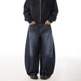 FOESCE American Retro Washed Letter Embroidered Jeans For Men 2025 Summer New Fashion Trend High Street Straight Baggy Wide Leg Pants