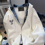 FOESCE American Spring and Autumn Men and Women Trendy Personalized Cardigan Bow Hoodie Couple Loose Retro Casual Jacket Top harajuku