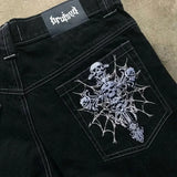 FOESCE American Street Hip-hop Punk Rock Fashion Versatile Jeans Men Harajuku Y2K Casual Gothic Straight Wide-leg Pants Women