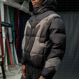 FOESCE American Street Trend Harajuku Casual Fashion Zipper Down Cotton Jacket Men Y2K Retro Punk Loose Versatile Down Coats Women Men